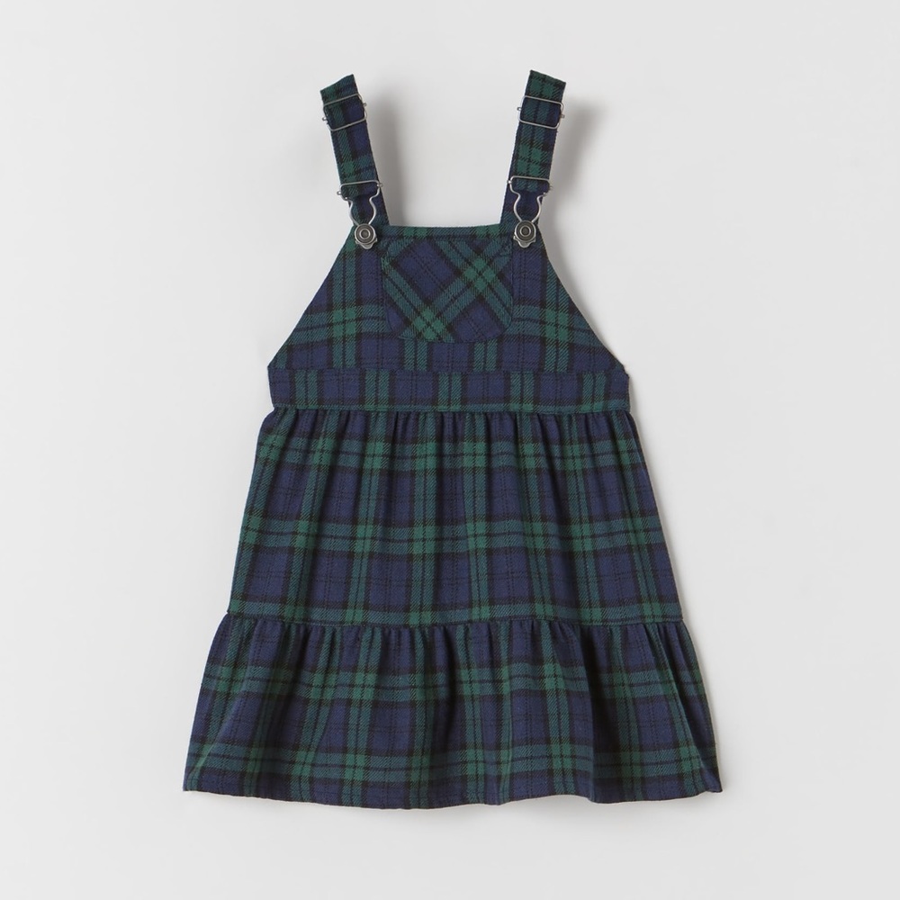ZARA Kids | Blue & Green | Plaid Pinafore Dress 4/5yr
